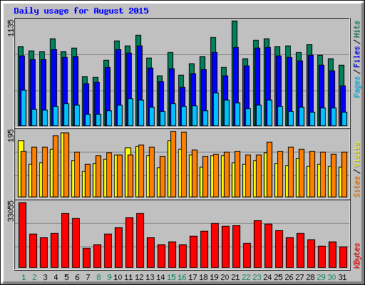 Daily usage for August 2015