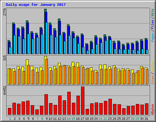 Daily usage for January 2017