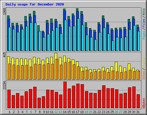 Daily usage for December 2020
