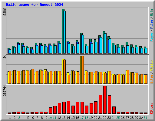 Daily usage for August 2024