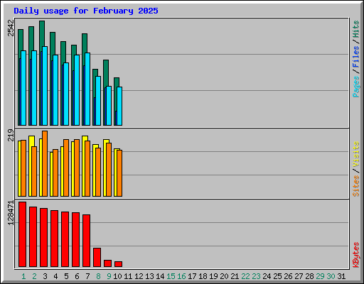 Daily usage for February 2025