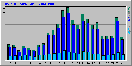 Hourly usage for August 2008